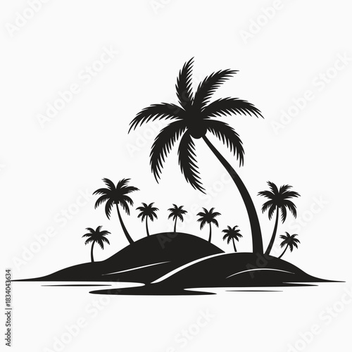 Island silhouette vector illustration white background