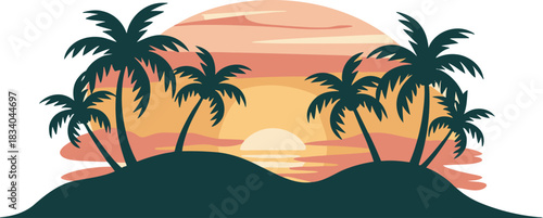 Island silhouette vector illustration white background
