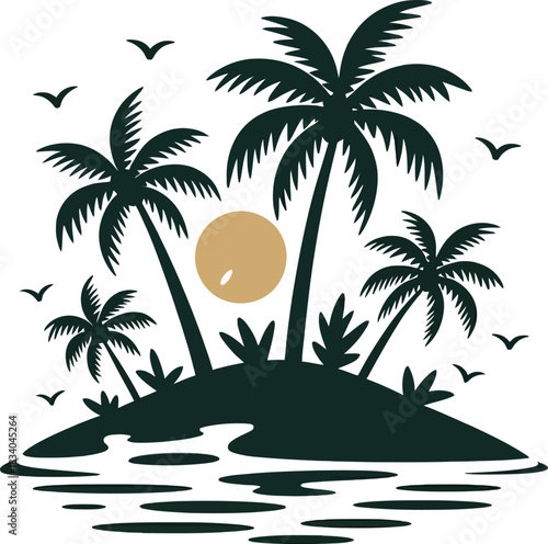 Island silhouette vector illustration white background