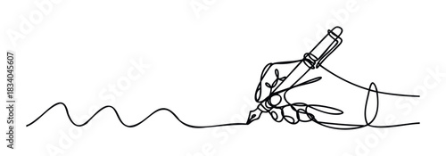 Hand holding a fountain pen writing wavy lines, representing creativity and expression for your writing and journaling projects