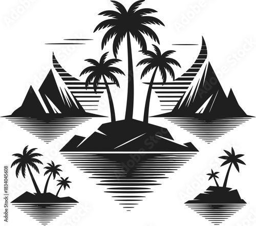 Island silhouette vector illustration white background