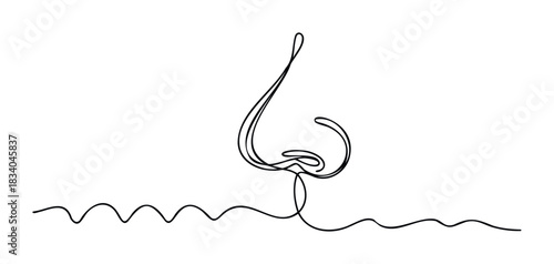 Minimalist single line drawing of a human nose with wavy line below representing breath or scent, ideal for medical or olfactory concepts.
