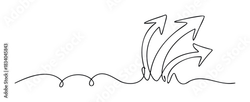 Dynamic arrows pointing upwards and to the side conveying growth progress success and forward movement useful for business concepts and strategies