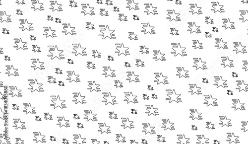 Starry white pattern black line stars geometric shapes decorative elements stars with trails, for backgrounds and designs, a cheerful and versatile artistic background