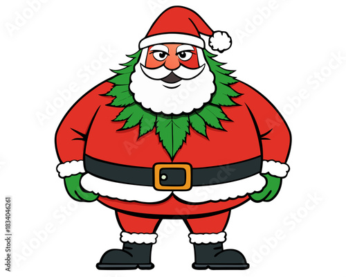 Grumpy Santa Claus SVG, Angry Santa with Green Beard, Funny Christmas Cartoon Character, Bad Mood Santa Clipart