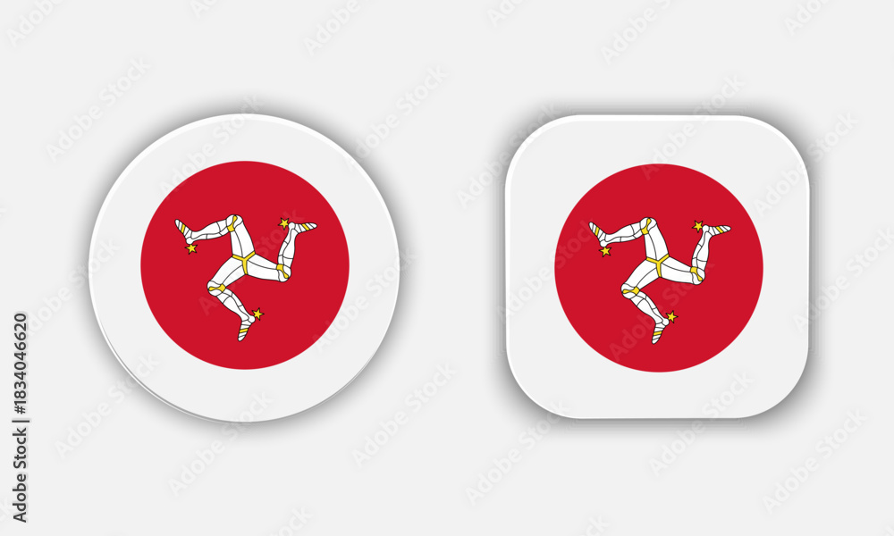 Obraz premium Isle of Man Rounded National Flag Button Icon