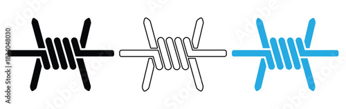 Barbed wire fence symbols for security and protection,silhouette Barbed wire icon set,barbed wire icon vector illustration logo design