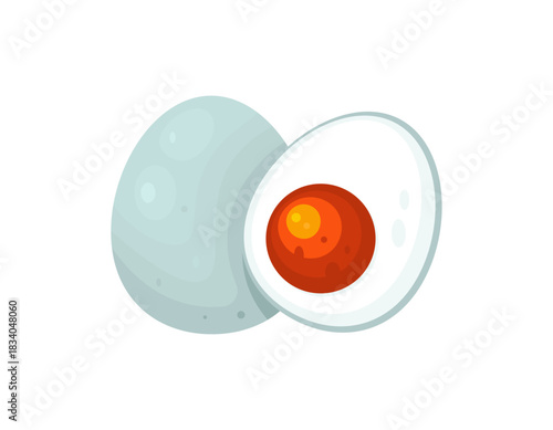 Salted egg illustration. Duck egg. Food. Flat style design. Element. White background
