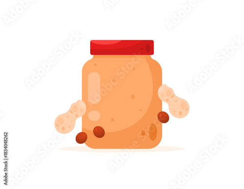 peanut butter jar illustration. peanut butter. food. flat style design. element. white background