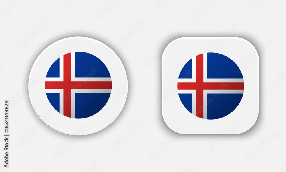 Obraz premium Iceland Rounded National Flag Button Icon