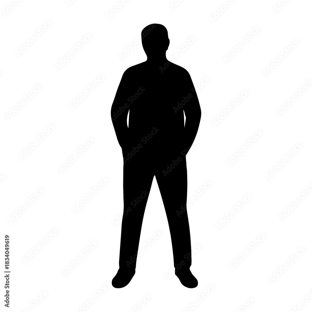 Fototapeta premium Man Standing Silhouette – Casual Male Pose and Minimalist Figure Art