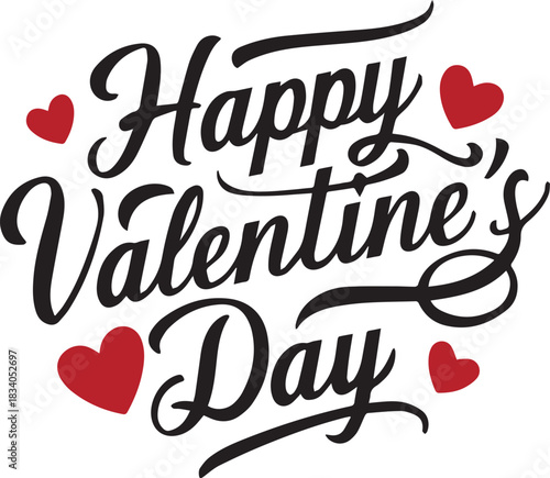 Valentine's Day Greeting: A stylish greeting, perfect for sharing love and affection. Featuring elegant calligraphy and hearts. 