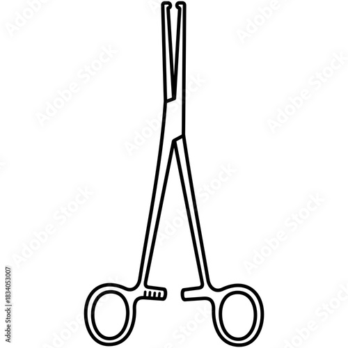 Kocher forceps. Surgical instrument. Vector outline icon.