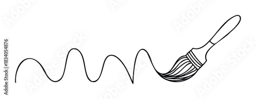 A drawing of a paintbrush creating a wavy line across the frame, perfect for visuals related to creativity, art supplies, or painting projects