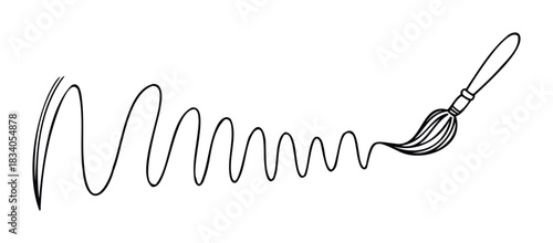 Hand drawn paintbrush creating a wavy line stroke, perfect for conveying creativity, art, and expression in various projects and visual narratives.