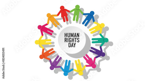 Vibrant Human Rights Day Celebration with Colorful People Holding Hands in Unity for Global Peace and Equality, Promoting Justice and Freedom for All