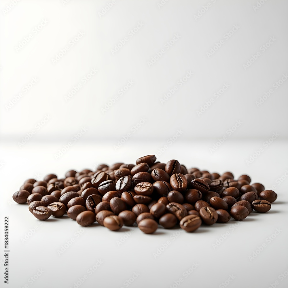 Naklejka premium Premium Coffee Packaging with Roasted Coffee Beans on Clean Background