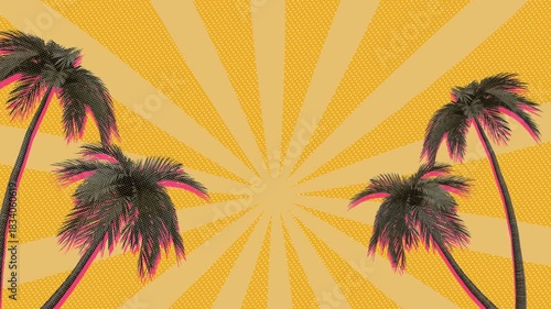 80s Style Tropical Beach Motion Graphics Background 