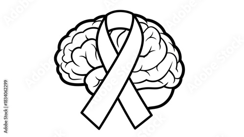 Brain Awareness Ribbon Symbolizing Hope and Support for Neurological Health.
