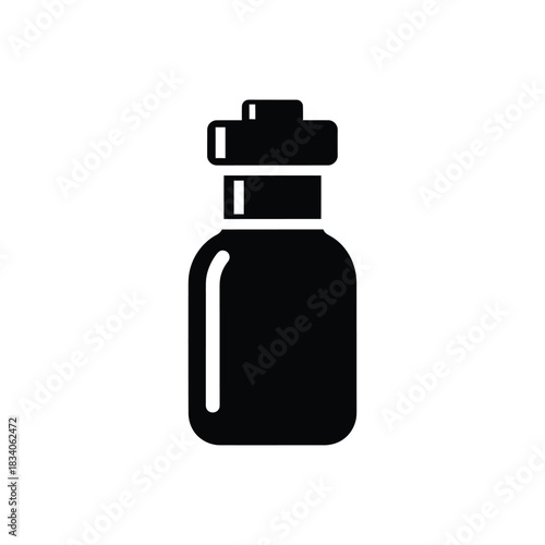 Black Silhouette of a Small Bottle Icon container liquid