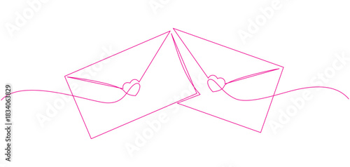 Vector illustration of two love letters in line art style