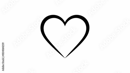 Simple Black Outline Heart Shape Symbolizing Love and Affection.