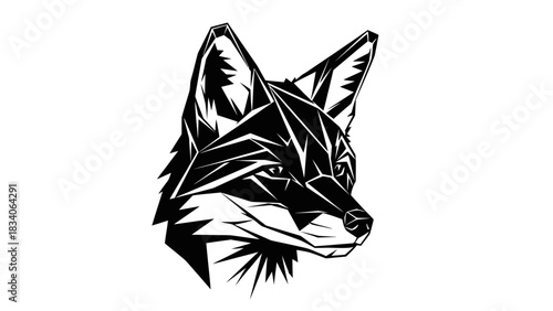 Stylized geometric fox head vector illustration icon.