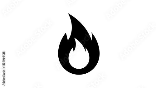 Black Flame Icon - Symbol of Fire and Energy.
