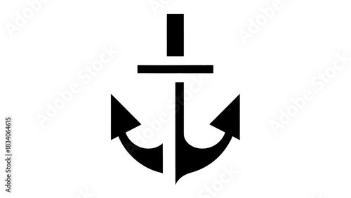 Simple black anchor silhouette icon isolated on a white background.