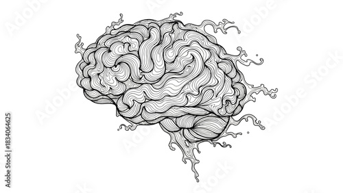 Detailed Brain Illustration - Anatomy and Neural Connections.