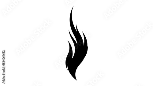 Stylized black fire flame silhouette icon design.