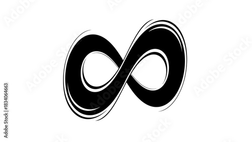 Hand drawn black infinity symbol with a sketchy brush stroke style.
