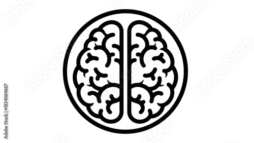 Human Brain Icon Representing Thought and Intelligence.