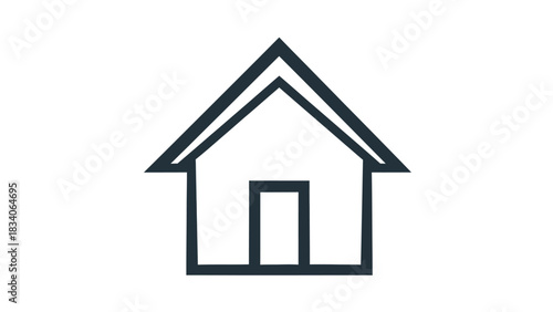 Simple black line art icon of a house on a white background.