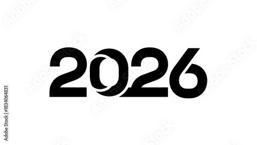 Bold black 2026 number design for future events and celebrations.