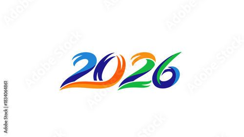Vibrant 2026 text in colorful brushstroke style on a white background.