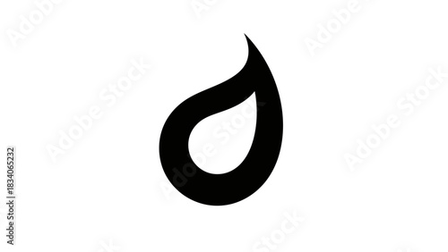 Minimalist black water drop shape on a clean white background.