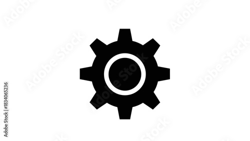 Black Gear Icon Symbolizing Settings and Mechanics.
