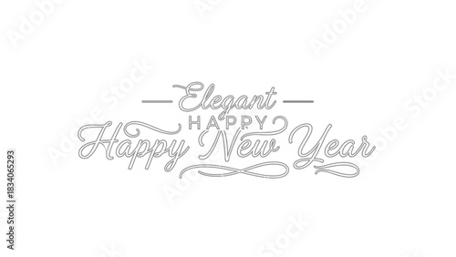 Elegant Happy New Year greeting card design in silver color.