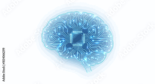 AI Brain Circuit Technology Illustration