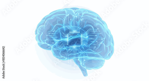 AI Brain Circuit Technology Illustration