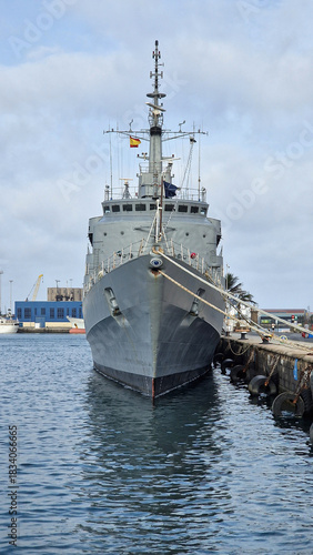 warship, anchored, port, Las Palmas, frigate, military, conflict, surveillance 