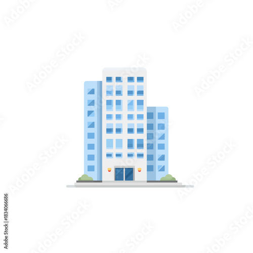 Minimalist vector icon of a modern office building