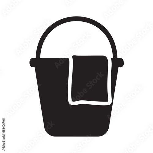 Bucket with cloth cleaning equipment for home maintenance and service supplies household container tool image