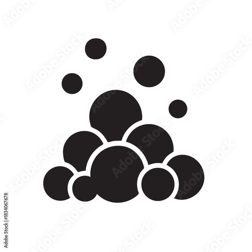 Bunch of bubbles black and white icon clip art design for soap bath hygiene
