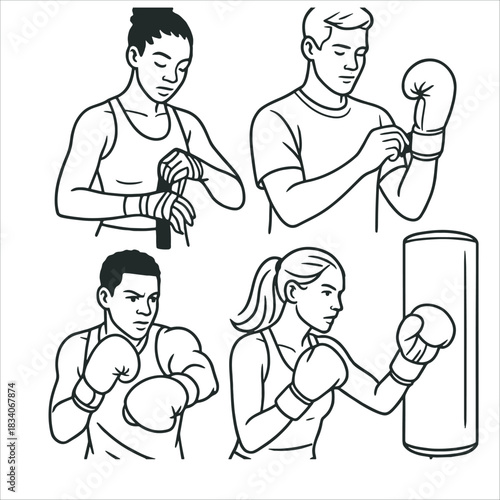 Boxers Training and Preparing for a Fight