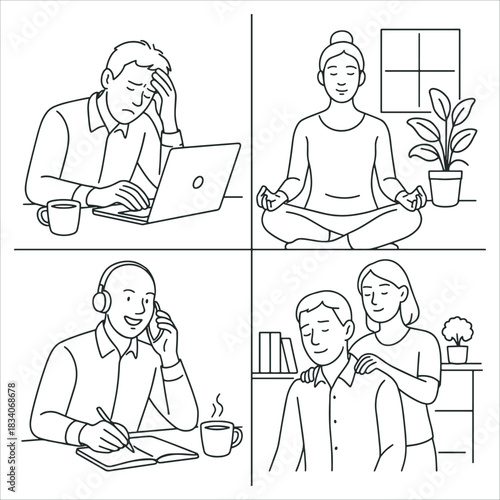 Daily Life Scenarios Stress Calm Work and Support