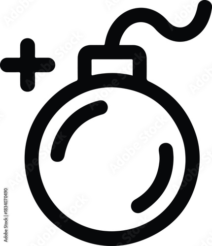 Black Bomb Icon with Fuse and Plus Symbol explosion 4