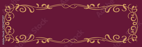 Elegant gold floral frame on marsala background for luxury design