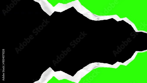 4K Rough Edge Paper Rip Reveal Animation on green screen